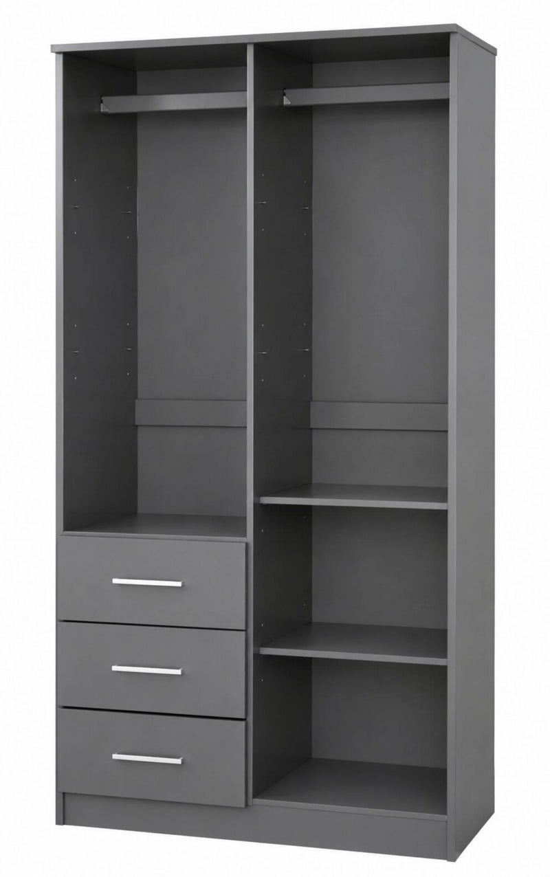 Solid Wood Mirrored Two Door Three Drawer Combo Dresser - Gray