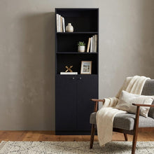 Load image into Gallery viewer, Five Tier Bookcase With Two doors (546189) - Black
