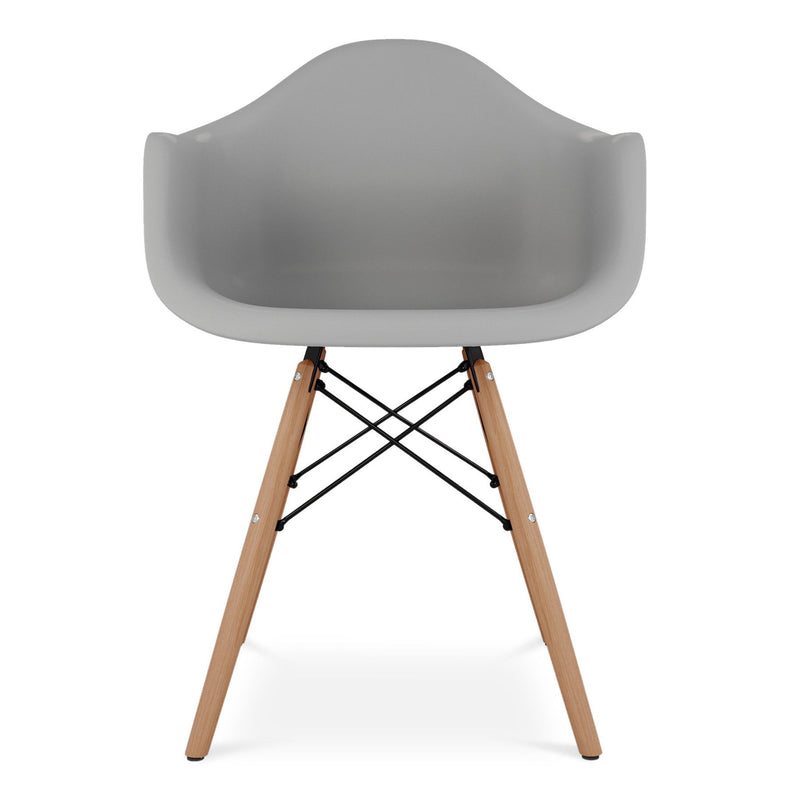 Heavy Duty Plastic Solid Wood Dining Arm Chair - Gray