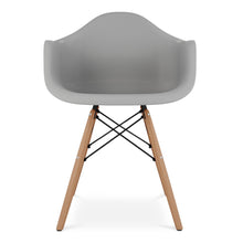 Load image into Gallery viewer, Heavy Duty Plastic Solid Wood Dining Arm Chair - Gray
