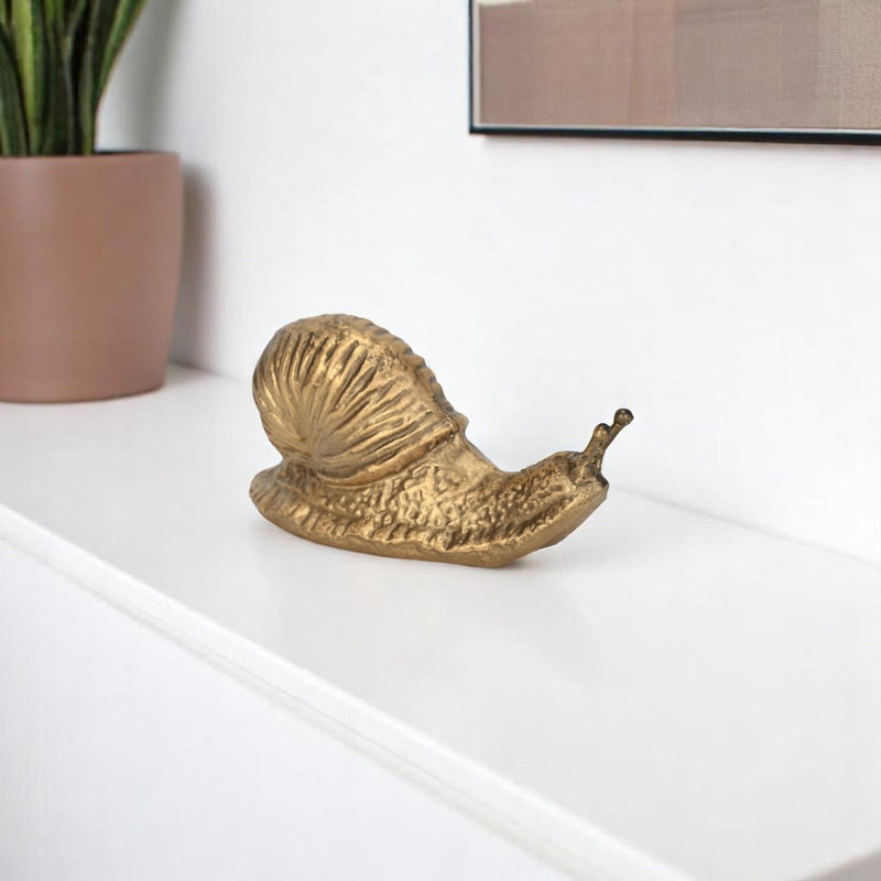 Snail Figurine - Antiqued Gold