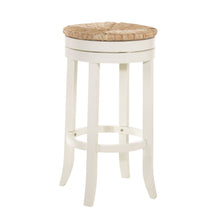 Load image into Gallery viewer, Solid Wood Swivel Backless Bar Height Chair With Footrest 30" - Beige and White
