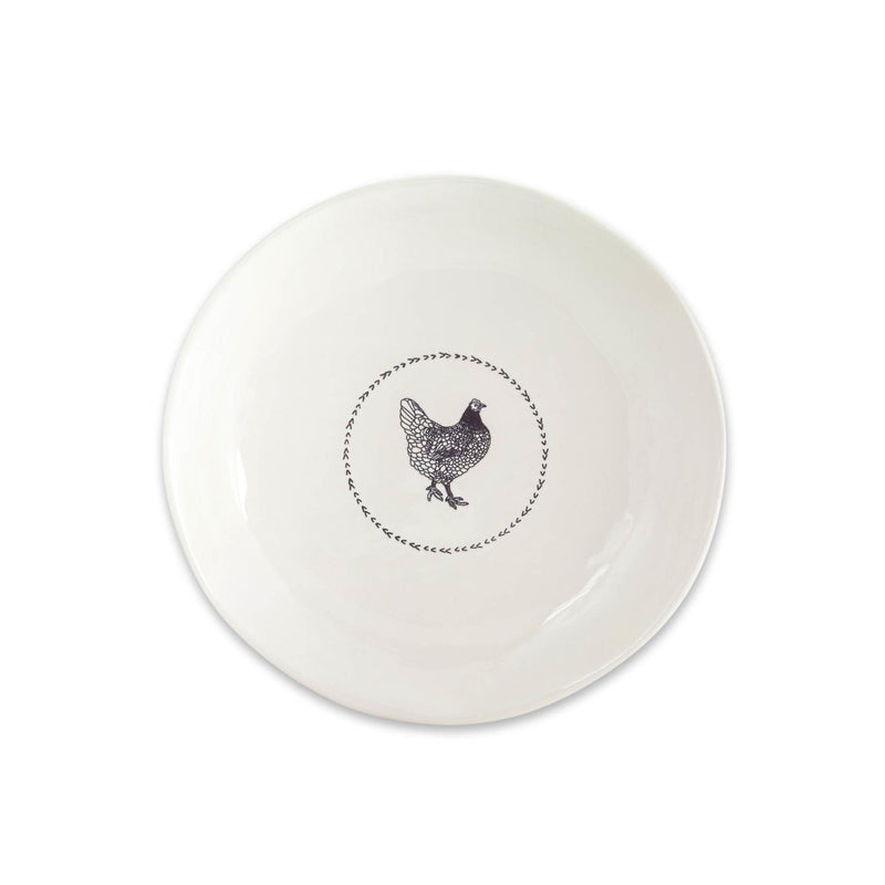 Cement Chicken Decorative Bowl (Set of 2) - White And Black
