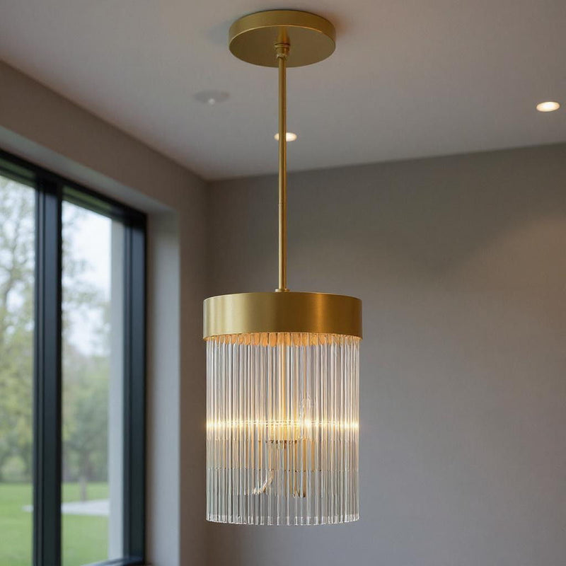 24" Three Light Dimmable Chandelier With Shades - Gold