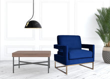 Load image into Gallery viewer, Stylish Velvet Steel Chair - Blue / Gold
