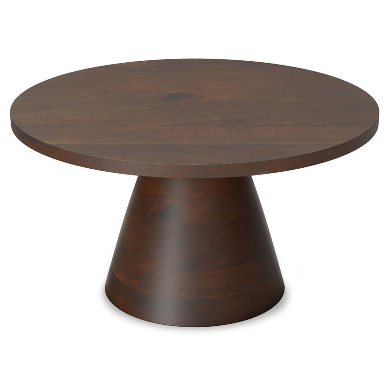 Solid Wood Round Pedestal End Table - Walnut