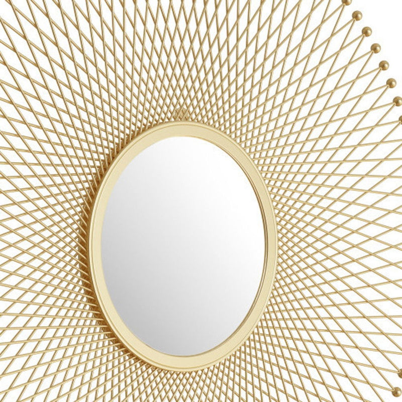 35" Round Iron Framed Accent Mirror - Gold