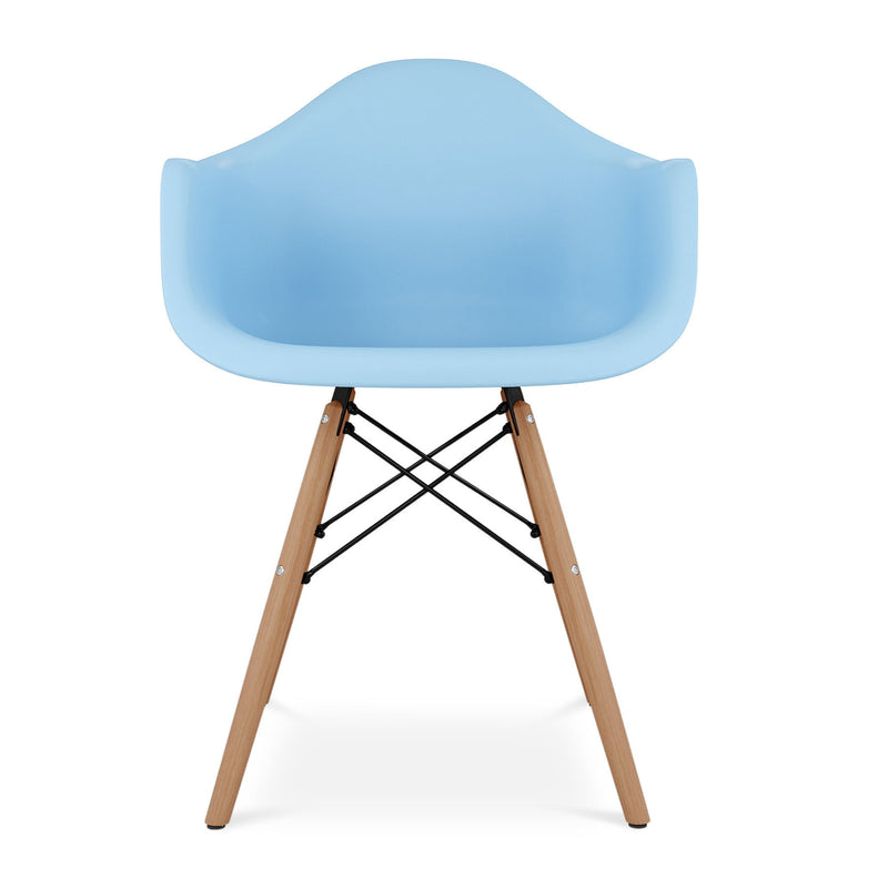 Heavy Duty Plastic Solid Wood Dining Arm Chair - Blue