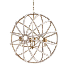 Load image into Gallery viewer, White And Gold Empire Six Light Metal and Beads Dimmable Chandelier
