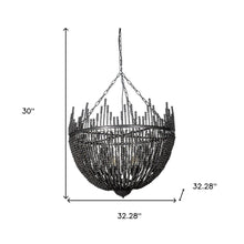 Load image into Gallery viewer, Black Unique Statement Four Light Metal and Beads Dimmable Chandelier
