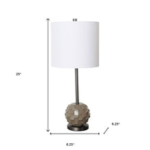 Load image into Gallery viewer, 25" Gray Round Bedside Lamp With Drum Shade
