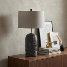 Load image into Gallery viewer, 29" Navy Blue Round Bedside Lamp With Drum Shade
