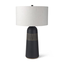 Load image into Gallery viewer, 30" Black Round Bedside Lamp With Drum Shade
