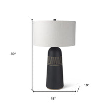 Load image into Gallery viewer, 30" Black Round Bedside Lamp With Drum Shade
