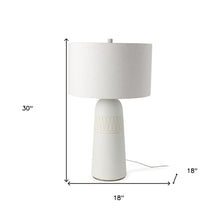 Load image into Gallery viewer, 30" Cream Round Bedside Lamp With Drum Shade
