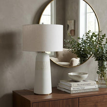Load image into Gallery viewer, 30" Cream Round Bedside Lamp With Drum Shade

