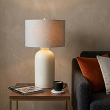 Load image into Gallery viewer, 33" Cream Round Bedside Lamp With Drum Shade
