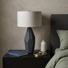 Load image into Gallery viewer, 30" Black Round Bedside Lamp With Drum Shade
