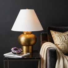 Load image into Gallery viewer, 26" Gold Round Bedside Lamp With Bell Shade
