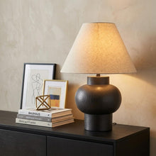 Load image into Gallery viewer, 26" Black Round Bedside Lamp With Empire Shade
