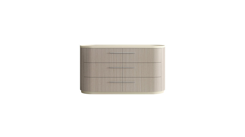60" Wood Six Drawer Double Dresser - Beige