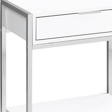 Load image into Gallery viewer, Wood And Metal End Table With Drawer And Shelf - Silver And White
