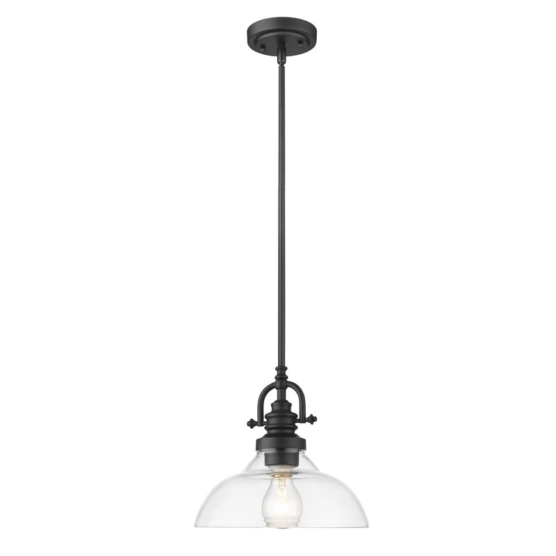 Hanging Light With Glass Dome Shade - Matte Black