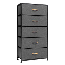 Load image into Gallery viewer, Fabric Five Drawer Chest - Gray / Black
