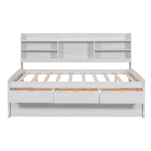 Load image into Gallery viewer, Captain Bed With Built In Bookshelves, 3 Storage Drawers, And Trundle
