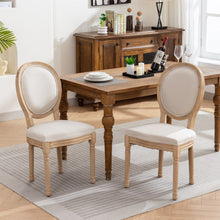 Load image into Gallery viewer, French Style Solid Wood Frame Antique Painting Fabric Back Dining Chair (Set of 2)
