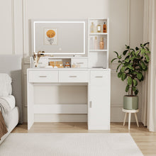 Load image into Gallery viewer, 40.95" Newly Designed Smart Mirror Dressing Table With Drawers And Storage Cabinet, Dressing Table With Dressing Pad For Bedroom, Dressing Room
