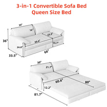 Load image into Gallery viewer, Queen Pull Out Sofa Bed, 3 In 1 Convertible Sleeper Sofa With Side Storage
