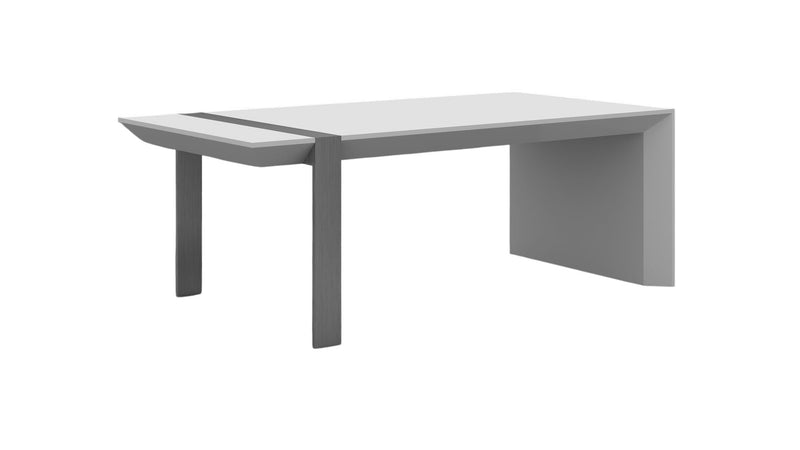 48" Wood And Stainless Steel Coffee Table - White And Silver
