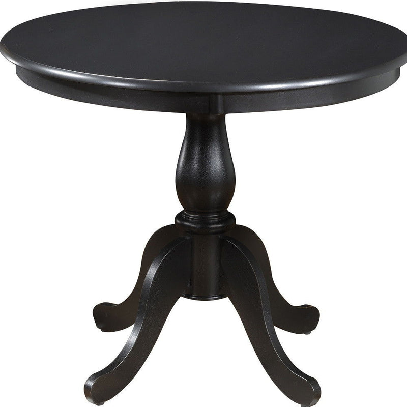 36" Rounded Solid Manufactured Wood And Solid Wood Pedestal Base Dining Table - Black