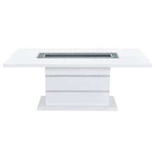 Load image into Gallery viewer, 79" Faux Crystals Glass And Wood Pedestal Base Dining Table - White
