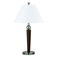 Load image into Gallery viewer, Metal Two Light Geometric USB Table Lamp With White Empire Shade - Nickel
