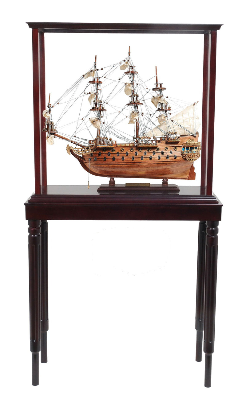 Hand Painted Model Boat Tabletop Sculpture (401923) - Brown