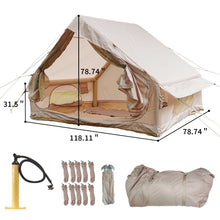 Load image into Gallery viewer, Inflatable Glamping Tent For 4 - 6 People, Waterproof Outdoor Tent With Pump - Khaki
