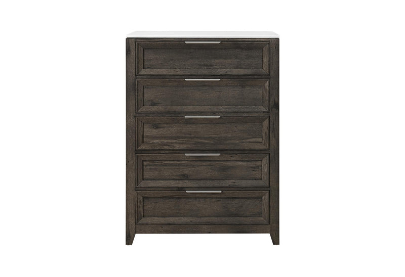 Wood Five Drawer Dresser (766597) - Dark Brown