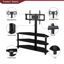 Load image into Gallery viewer, 43.3" Multi-Function TV Stand Height Adjustable Bracket Swivel 3 Tier - Black
