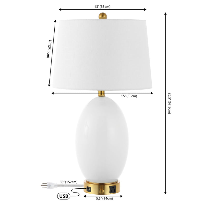 27" Novelty Table Lamp LED With Empire Shade - White