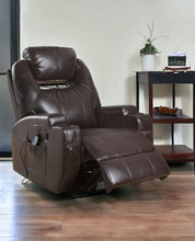 Load image into Gallery viewer, Faux Leather Heated Massage Home Theater Recliner - Brown
