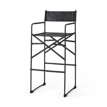 Load image into Gallery viewer, Leather And Metal Bar Height Bar Chair - Black
