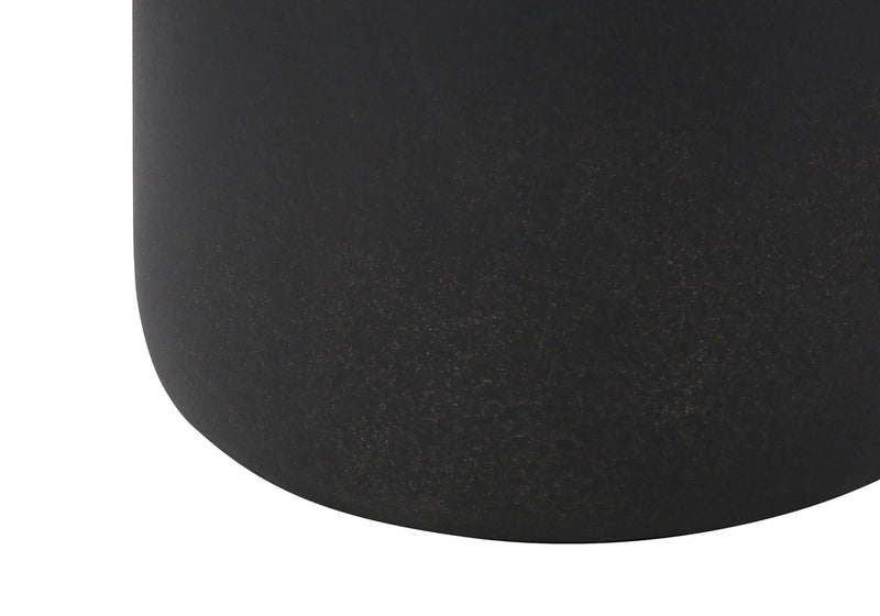 Ceramic Round Table Lamp With Beige Drum Shade - Black
