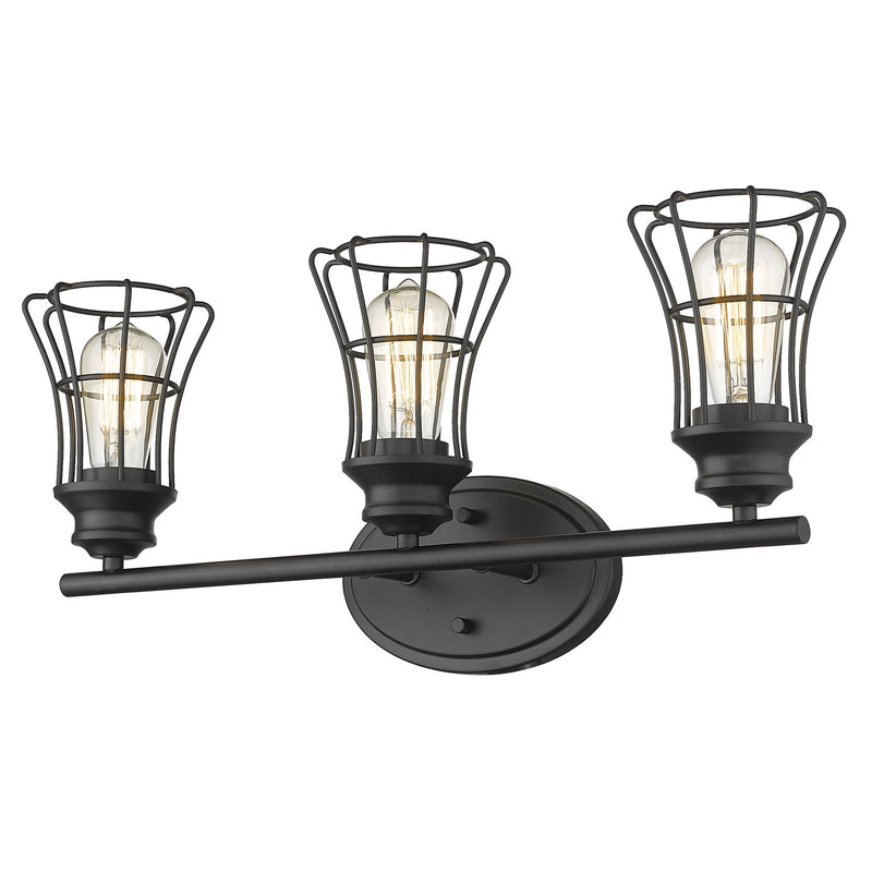 Three Light Cage Wall Sconce - Matte Black