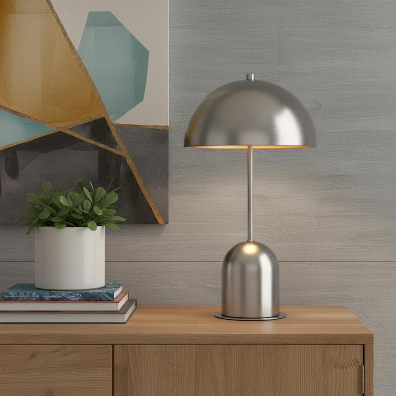 Metal Desk Table Lamp With Nickel Dome Shade - Nickel