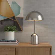 Load image into Gallery viewer, Metal Desk Table Lamp With Nickel Dome Shade - Nickel
