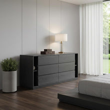 Load image into Gallery viewer, Wooden 6 Drawer Double Dresser - Gray
