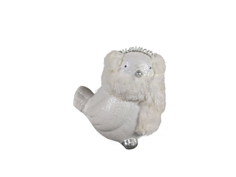 Fabric Bird Christmas Figurine (552219) - White / Silver