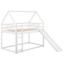 Load image into Gallery viewer, Twin Size Bunk House Bed with Slide and Ladder,White
